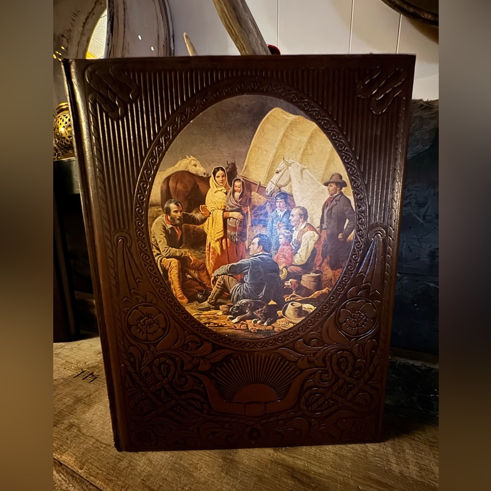 Vintage Brown Embossed Book with Western Scene - The Old West